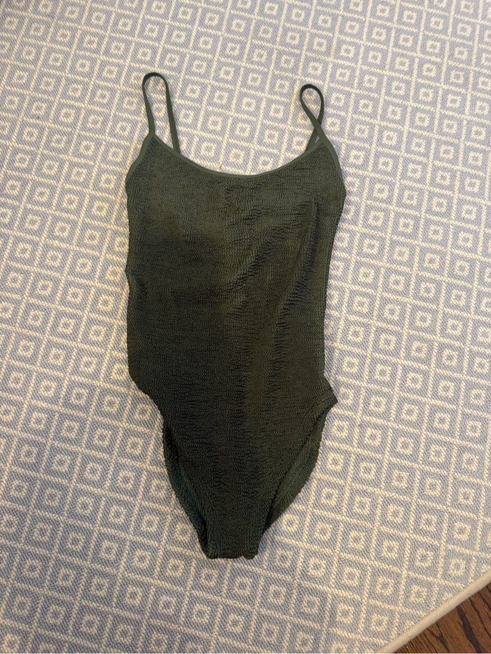 Hunza G Olive Green Textured One-Piece Swimsuit